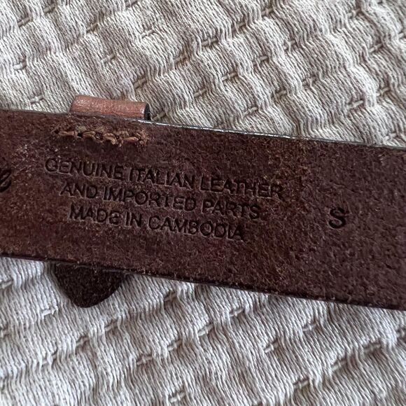 Madewell Belt Womens Small Brown Genuine Italian Leather Brass Buckle Classic - Picture 7 of 11